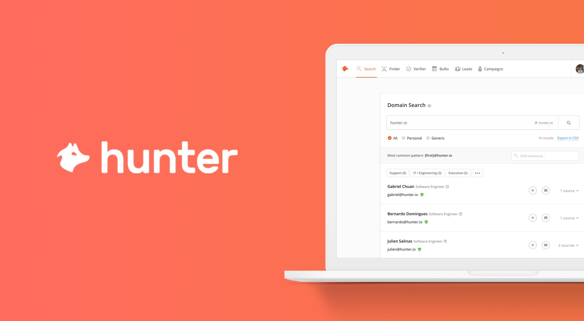 hunter - Find emails, verify, outreach at scale
